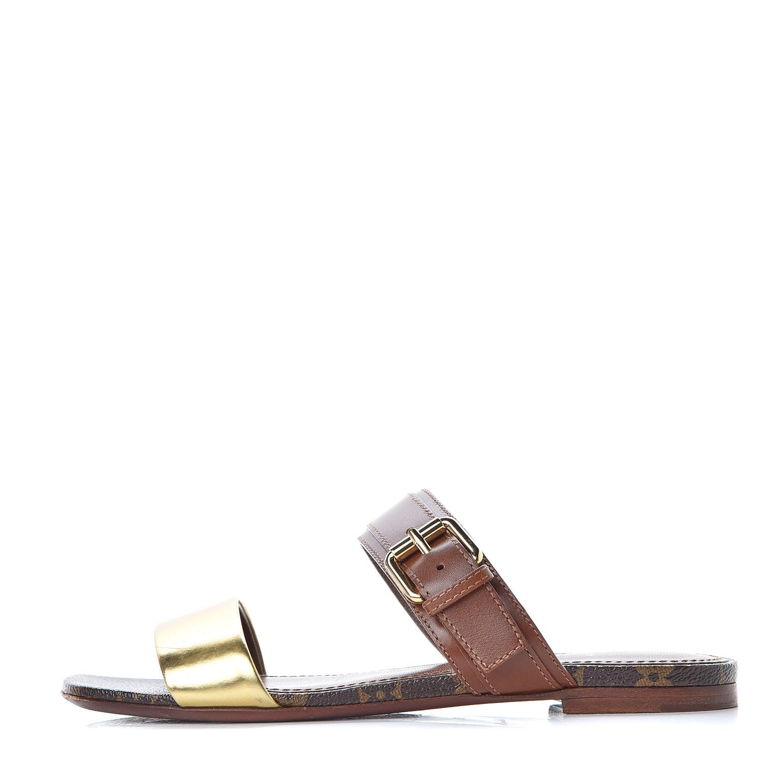 Louis Vuitton Calfskin Monogram Golden Bloom Flat Sandals 36 Gold 1 of 10
