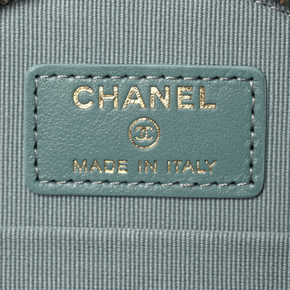 Chanel Caviar Quilted Round Handle With Care Vanity With Chain Blue 7 of 13