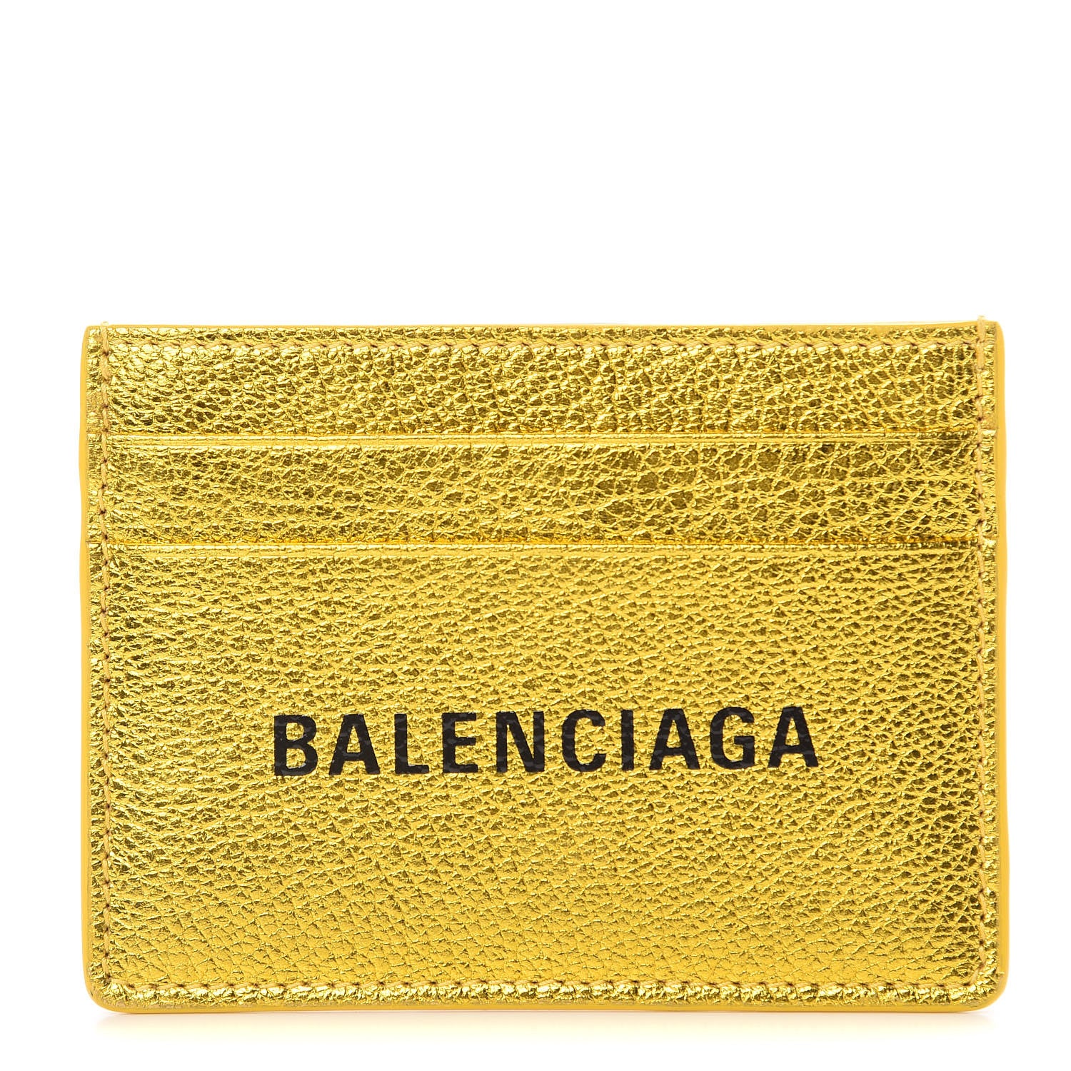 Balenciaga Metallic Goatskin Logo Everyday Multi Card Case Oro Black 1 of 6
