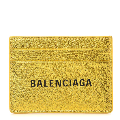 Balenciaga Metallic Goatskin Logo Everyday Multi Card Case Oro Black 1 of 6