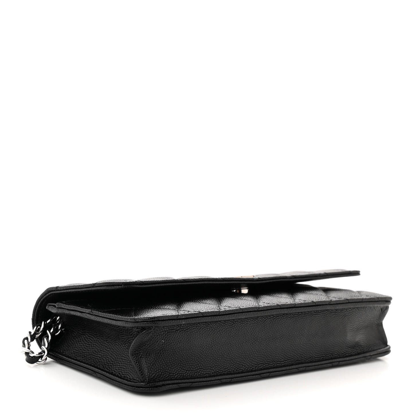 Caviar Quilted Coco Chanel Logo Clutch With Chain Flap Black