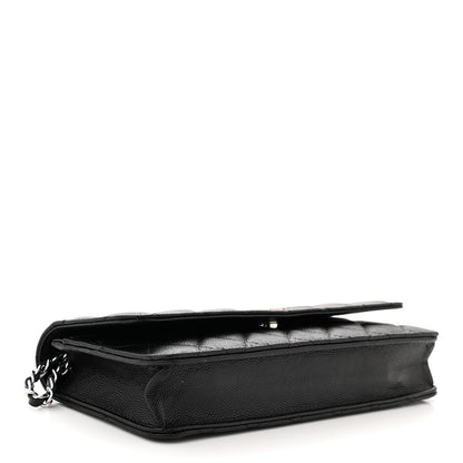 Chanel Caviar Quilted Coco Chanel Logo Clutch With Chain Flap Black 3 of 10