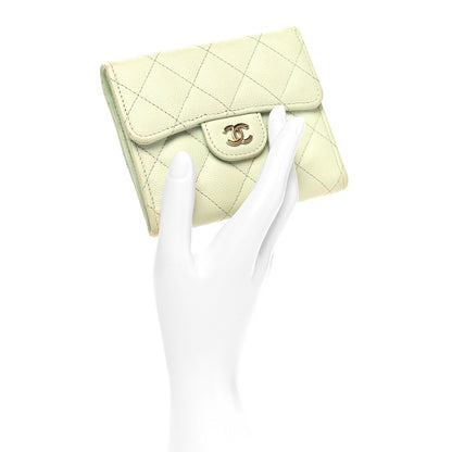 Chanel Caviar Quilted Compact Flap Wallet Light Green 2 of 12