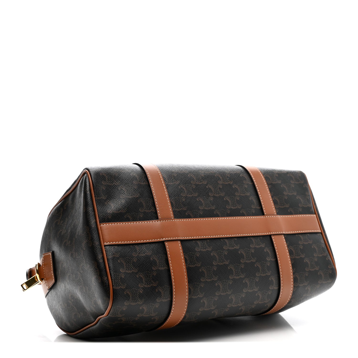 Celine Triomphe Canvas Calfskin Large Boston Bag Tan 7 of 19