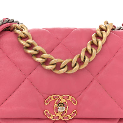 Chanel Lambskin Quilted Large Chanel 19 Flap Dark Pink 8 of 19