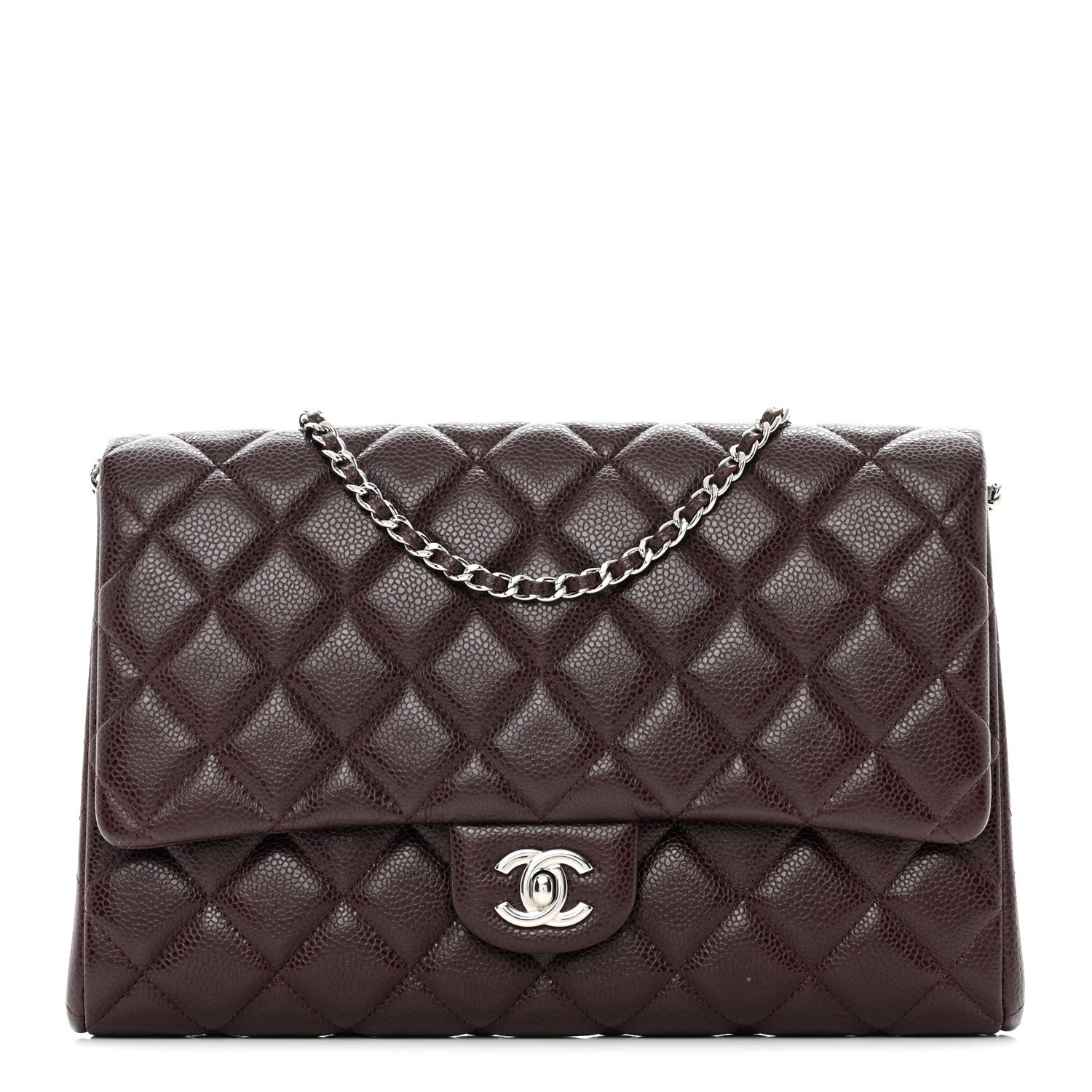 Chanel Caviar Quilted Clutch With Chain Flap Burgundy 1 of 13
