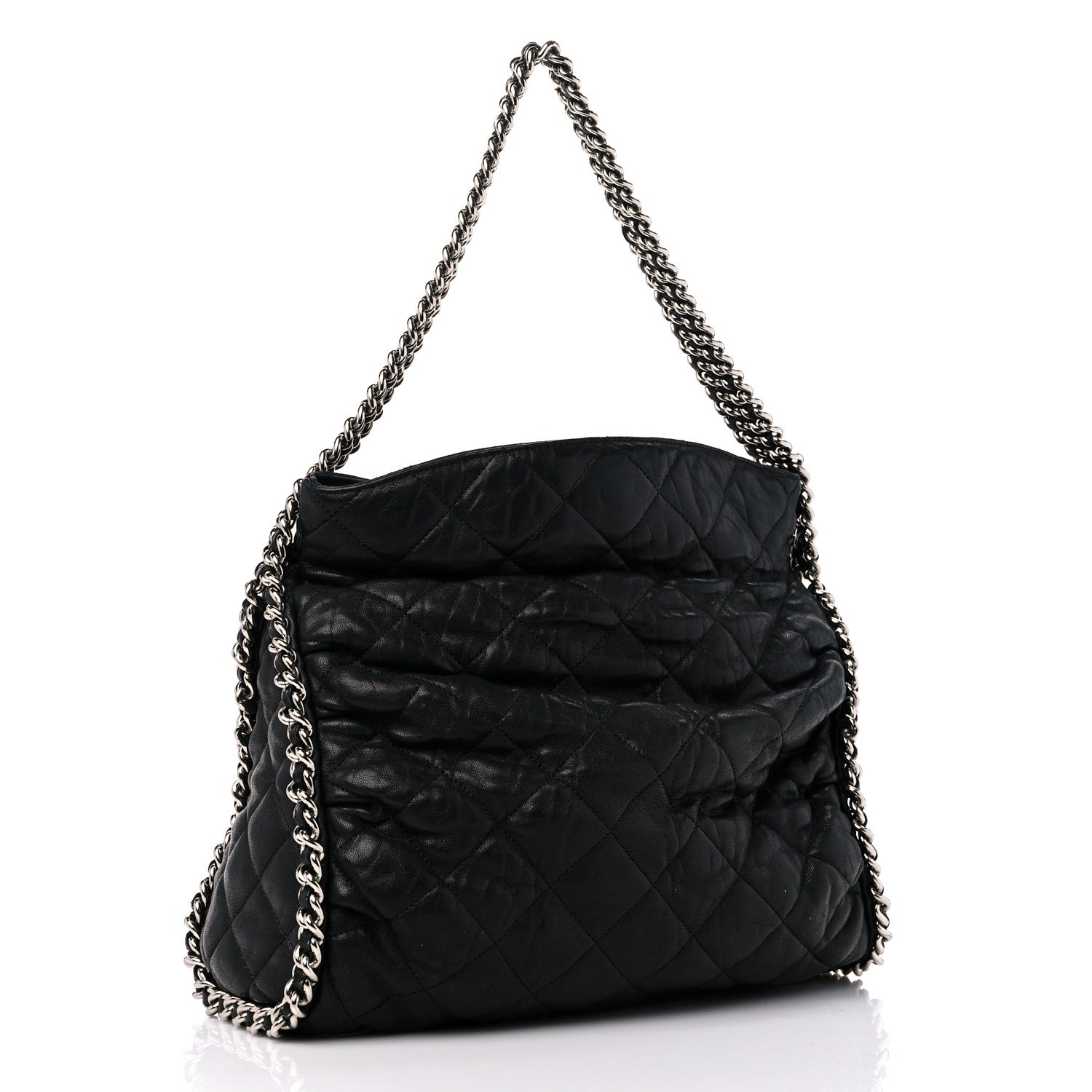 Chanel Washed Lambskin Chain Around Hobo Black 3 of 13