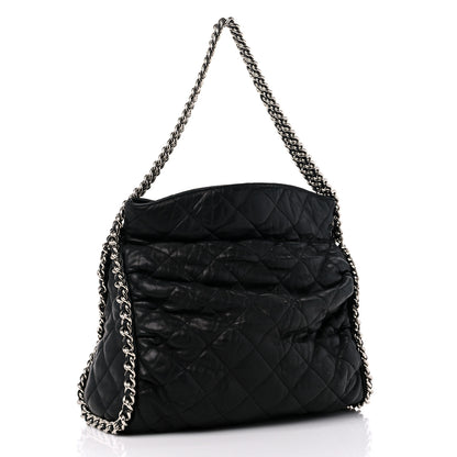 Chanel Washed Lambskin Chain Around Hobo Black 3 of 13