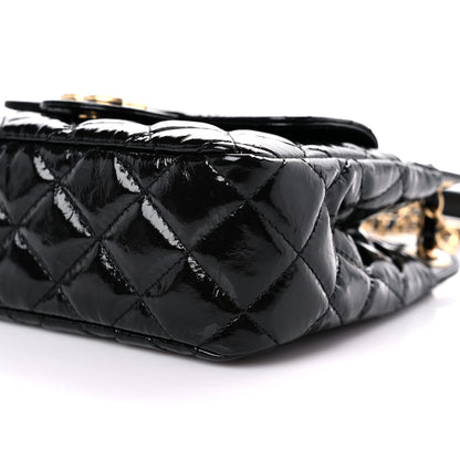 Chanel Shiny Crumpled Calfskin Quilted Small Wavy CC Hobo Black 8 of 8