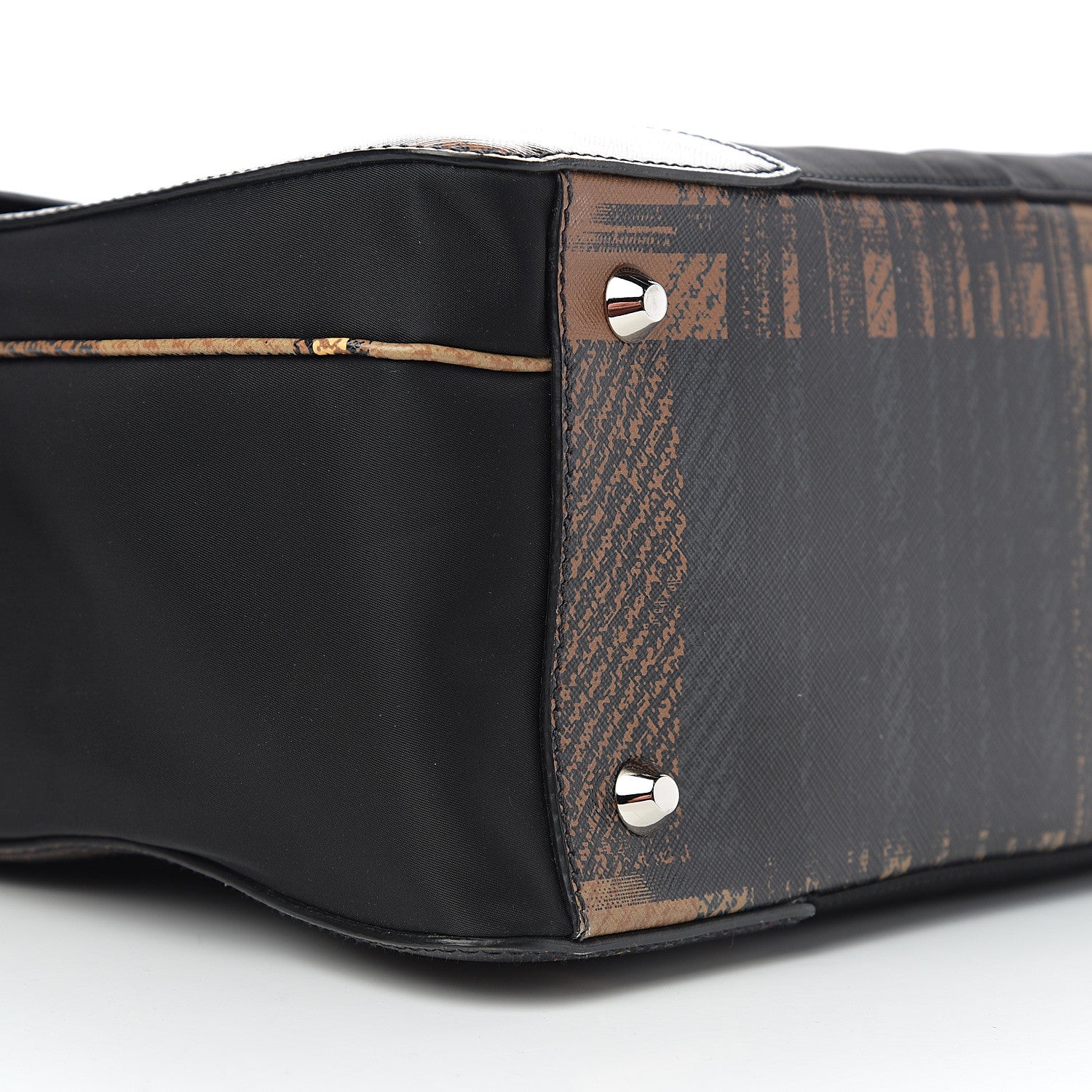 Prada Tessuto Nylon Saffiano Tartan Print Briefcase Cammello 7 of 8