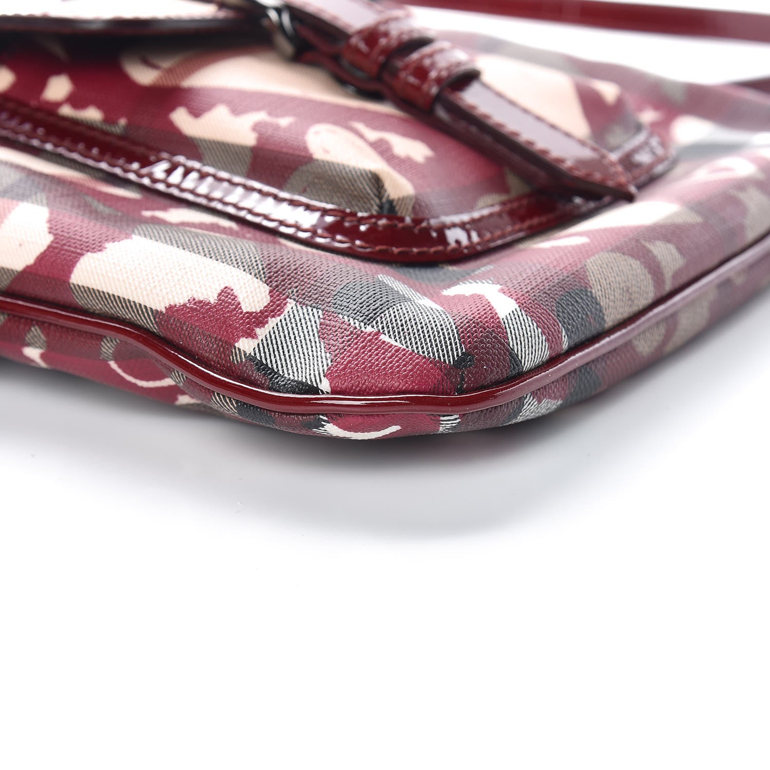 Burberry Nova Check Heart Crossbody Clutch Bag Berry Red 10 of 15