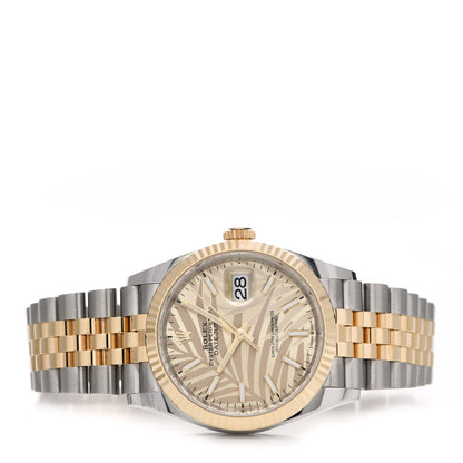 Rolex Stainless Steel 18K Yellow Gold 36mm Oyster Perpetual Datejust Watch Golden Palm 126233 2 of 5