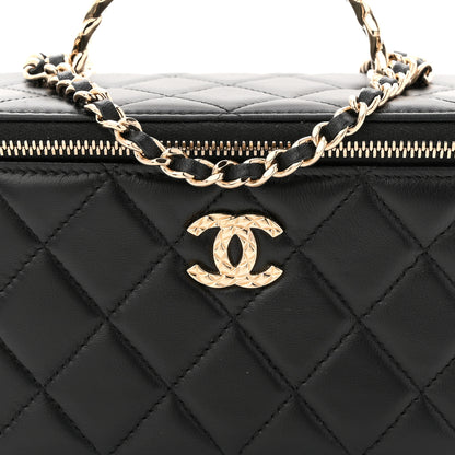 Chanel Lambskin Quilted Crystal Small Top Handle Vanity Case With Chain Black 8 of 12