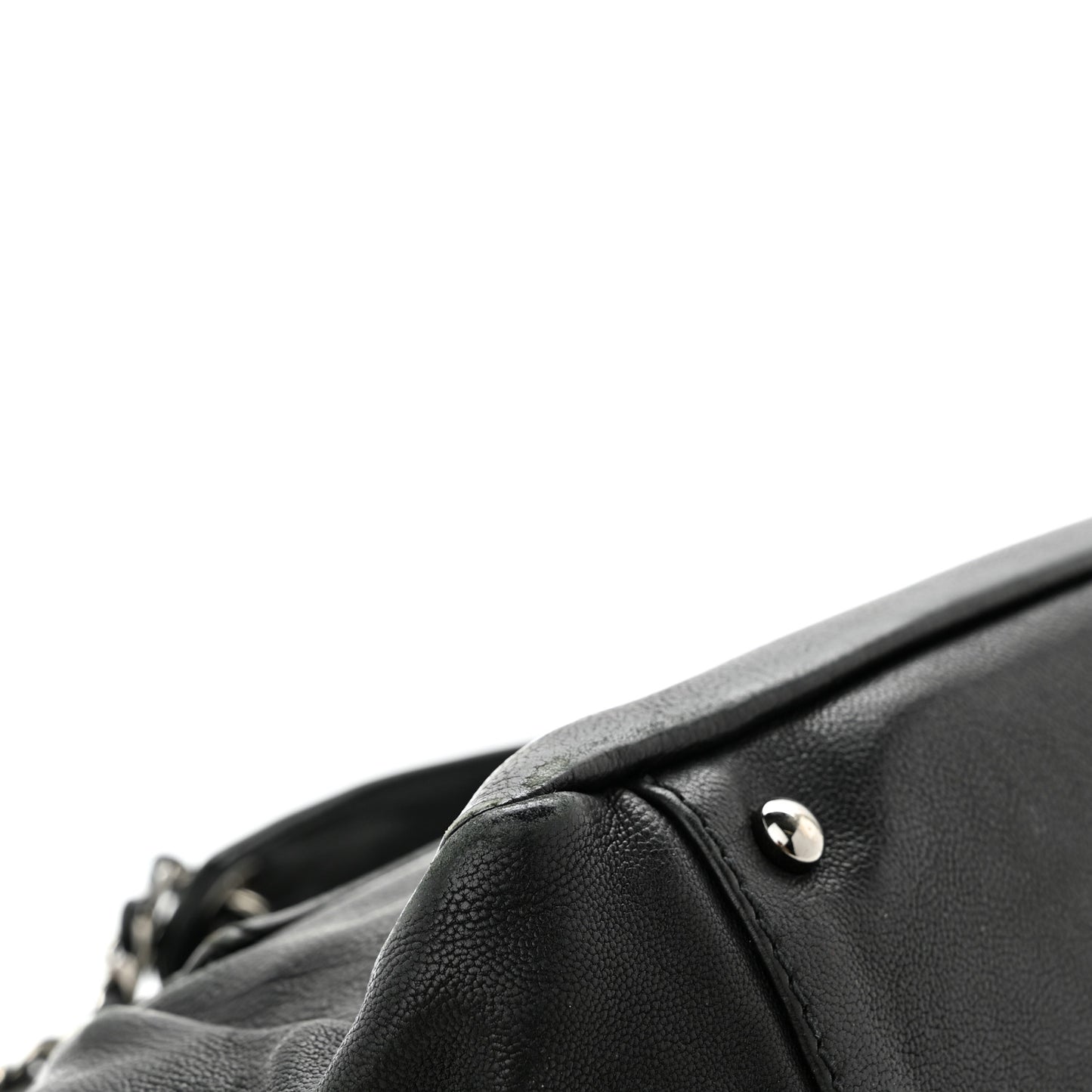 Calfskin Diamond Stitch Accordion Flap Black