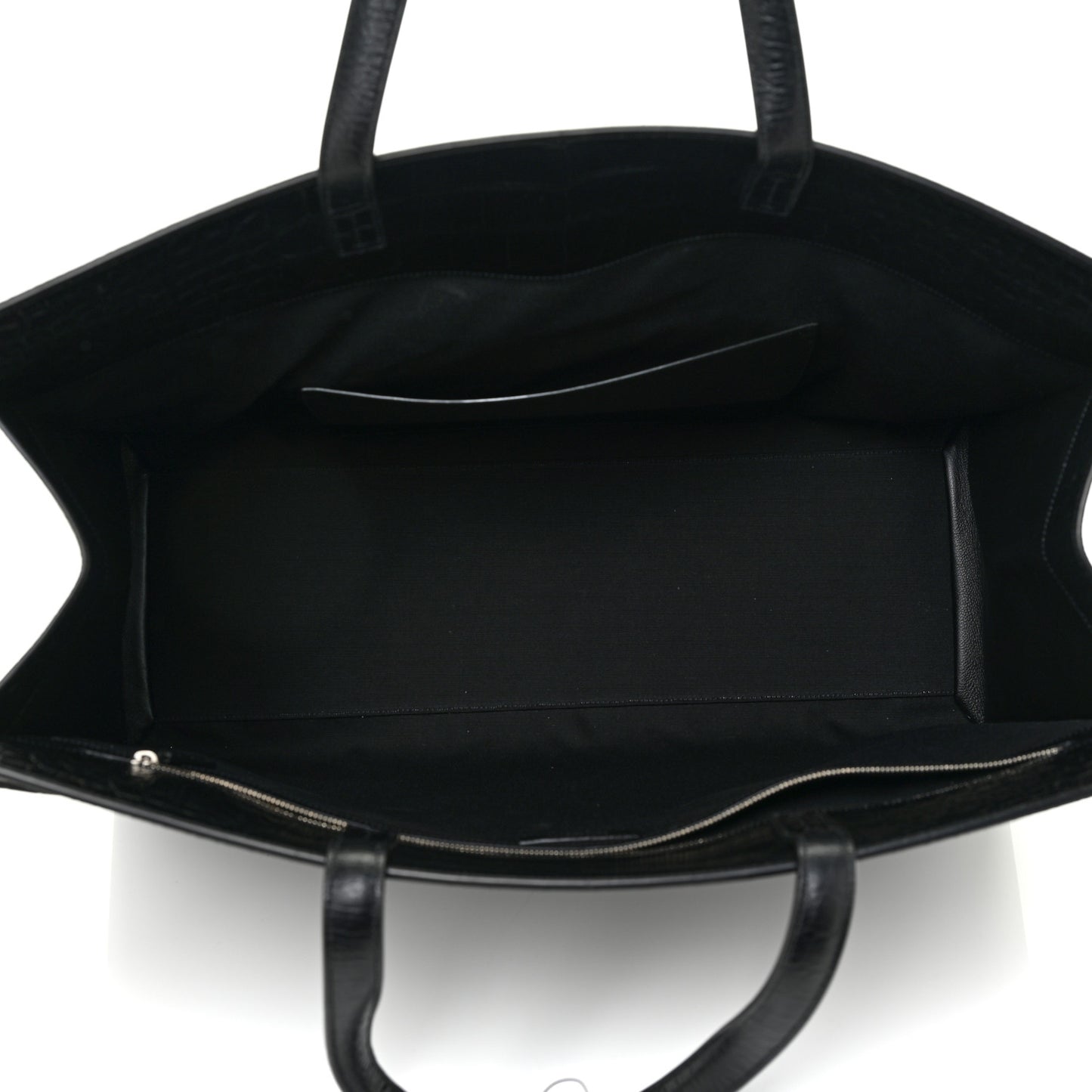 Calfskin Crocodile Embossed Large Manhattan Shopper Tote Black