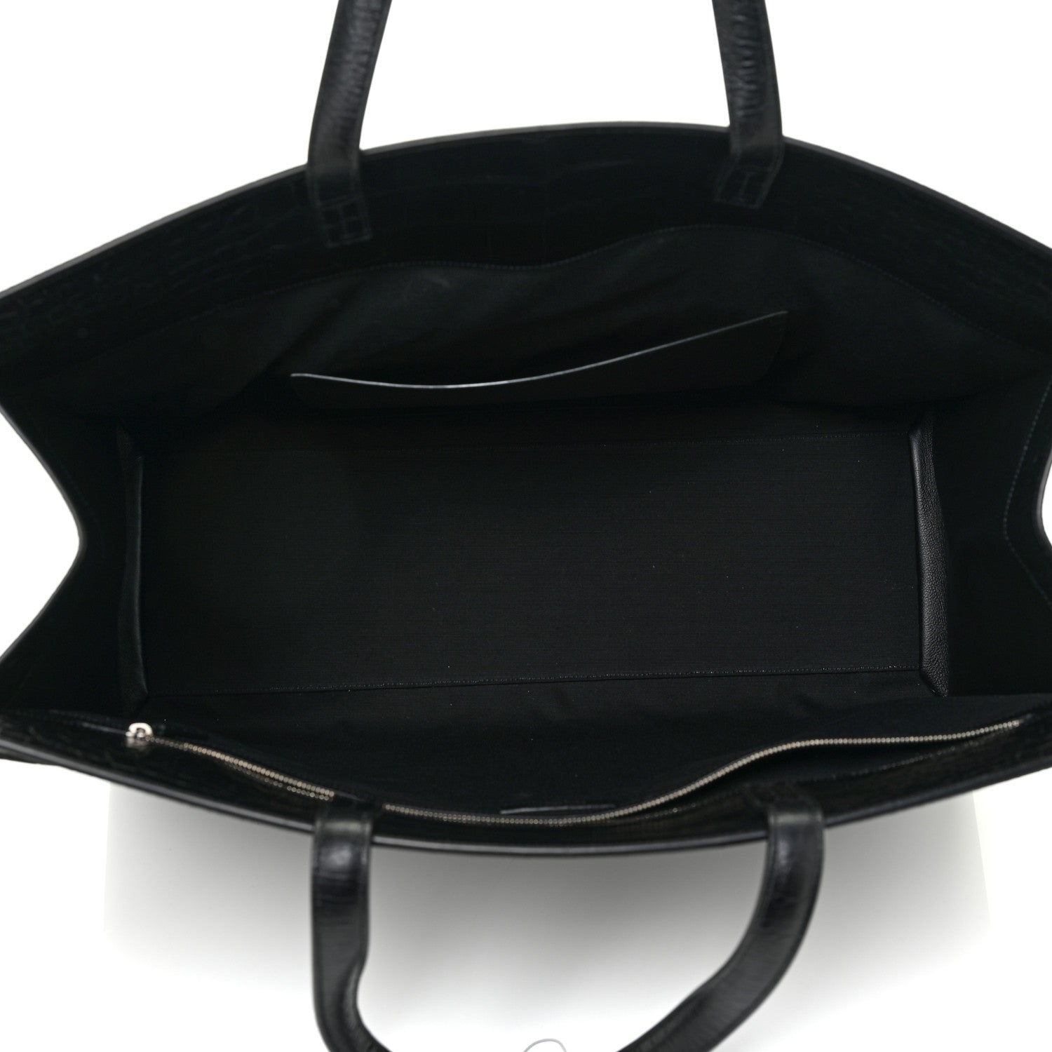 Saint Laurent Calfskin Crocodile Embossed Large Manhattan Shopper Tote Black 5 of 9