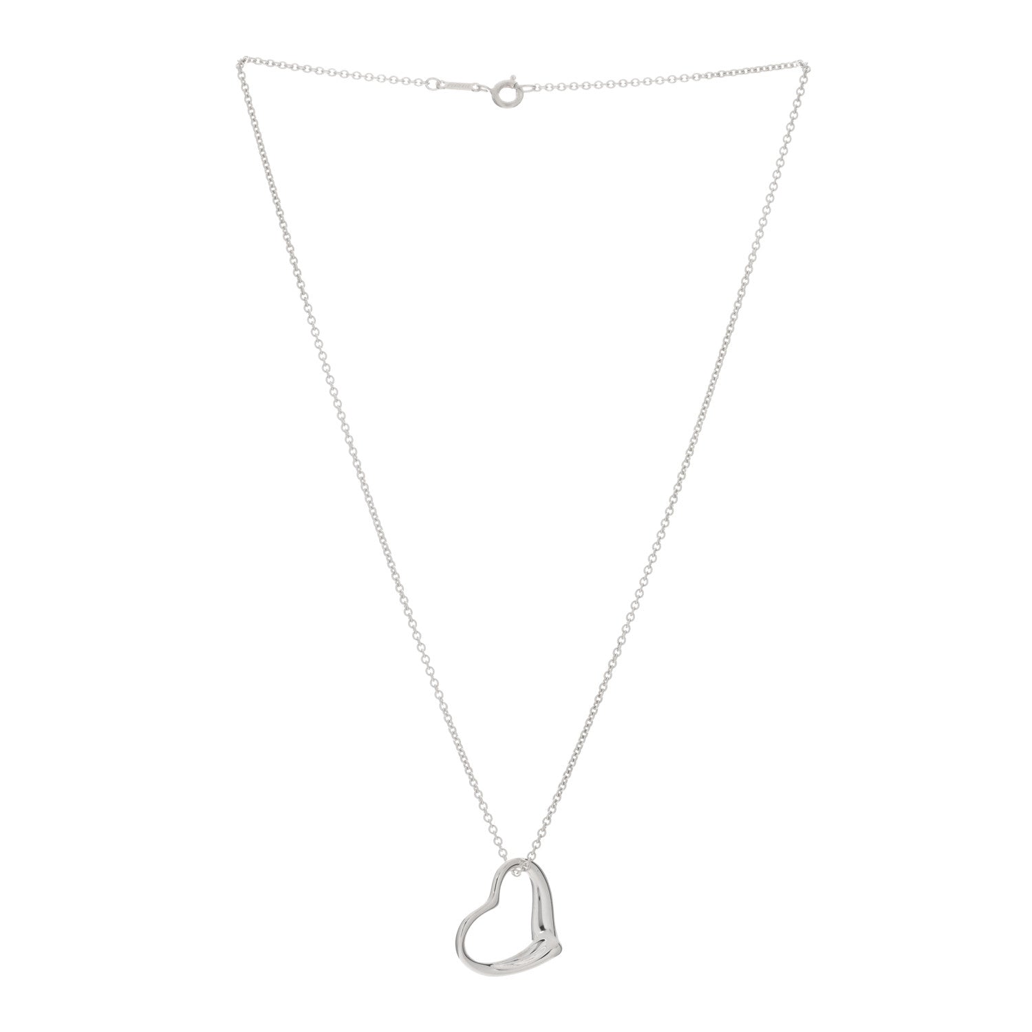 Tiffany Sterling Silver 22mm Elsa Peretti Open Heart Pendant Necklace 2 of 4