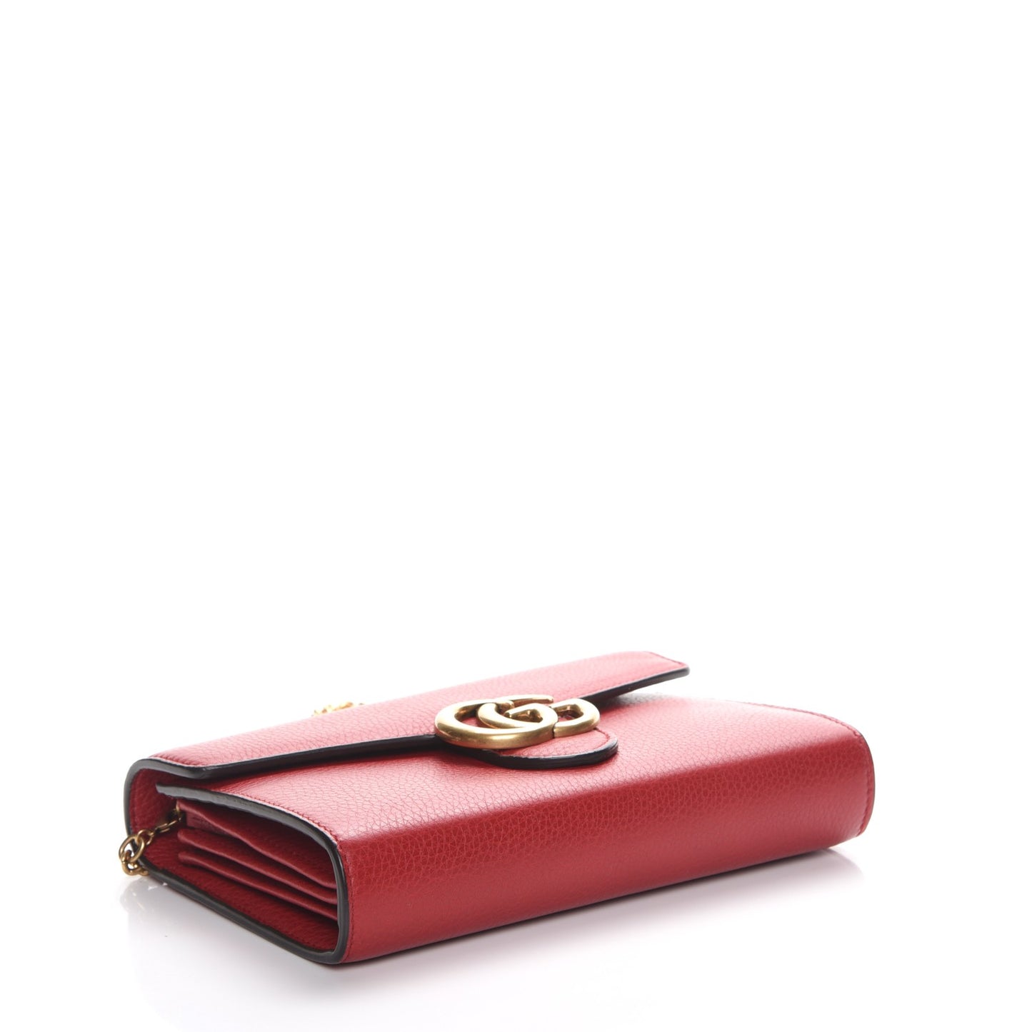 Calfskin GG Marmont Chain Wallet Vulcanic Red