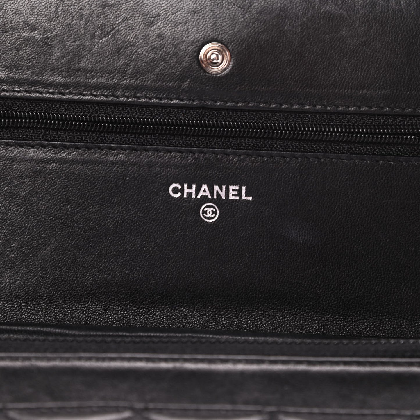 Lambskin Quilted Wallet On Chain WOC Black