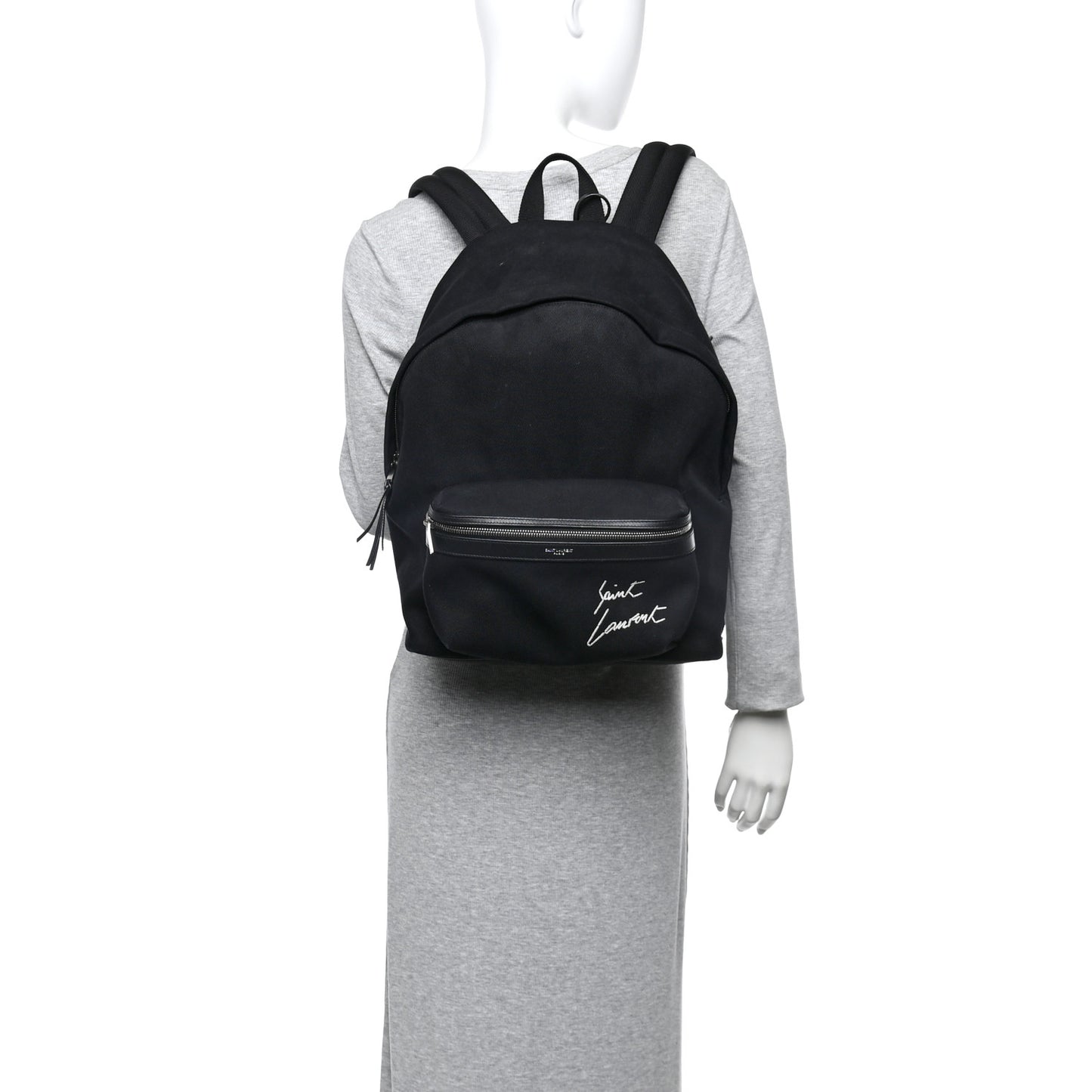 Canvas Signature Embroidered City Backpack Black