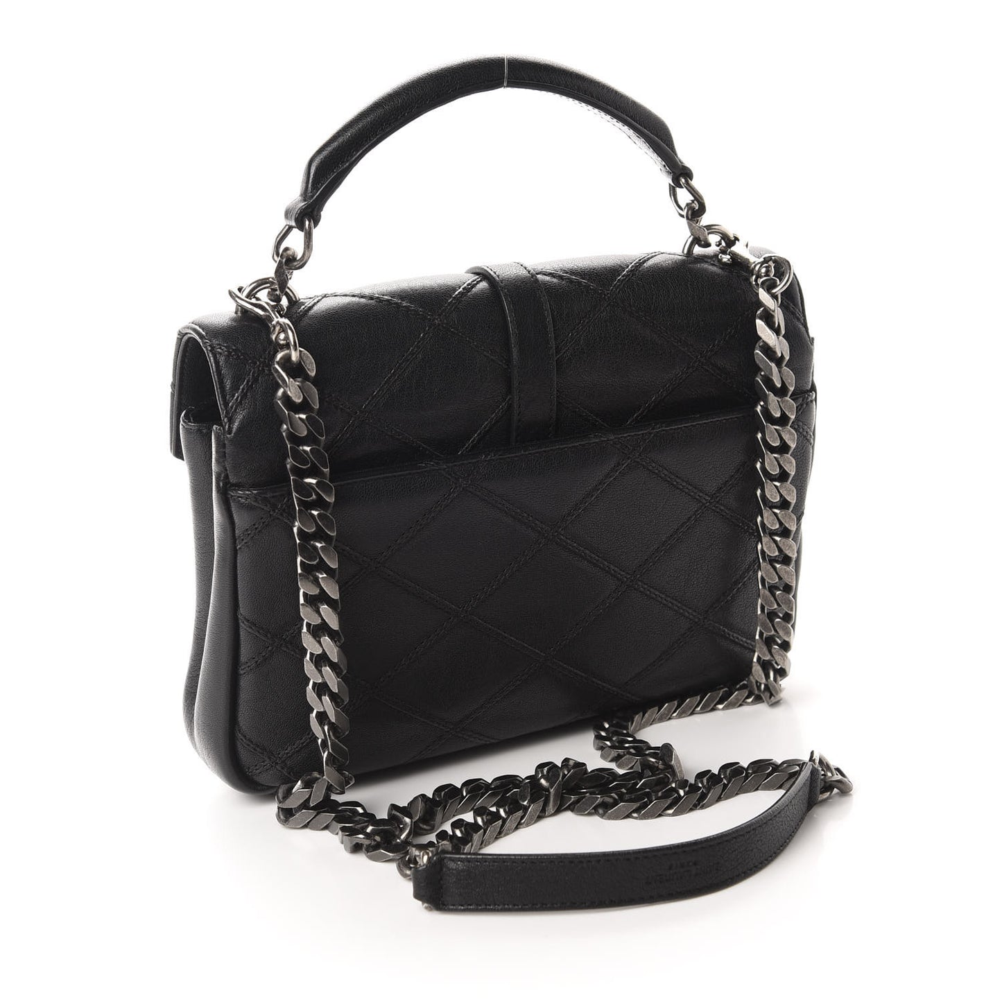 Calfskin Matelasse Diamond Quilted Monogram Medium College Bag Black