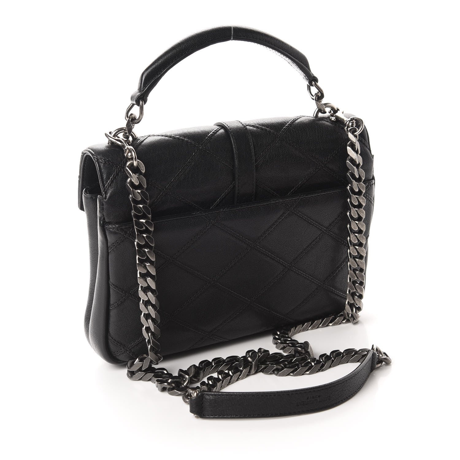 Saint Laurent Calfskin Matelasse Diamond Quilted Monogram Medium College Bag Black 4 of 16