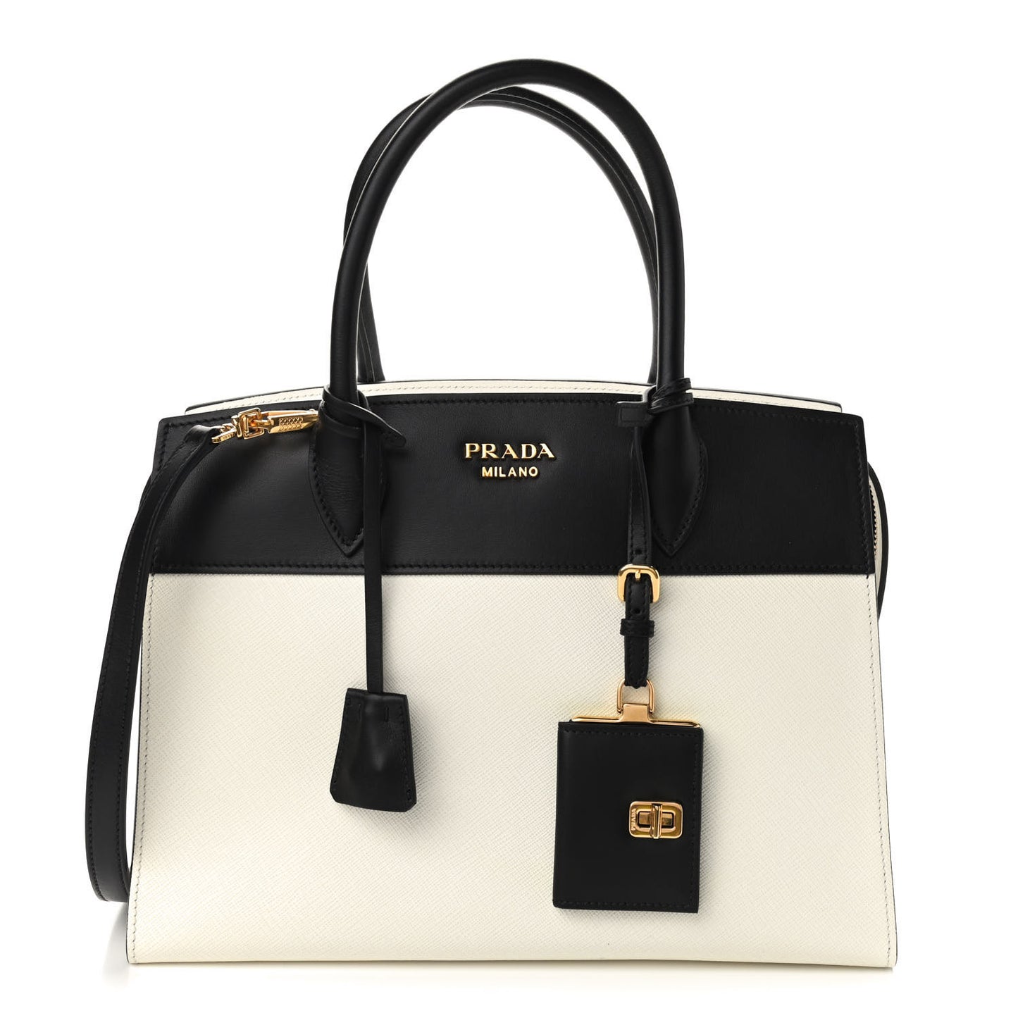 Saffiano City Calfskin Medium Esplanade White Black