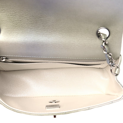 Chanel Metallic Goatskin Quilted Ombre Mini Rectangular Flap Grey Green 5 of 10