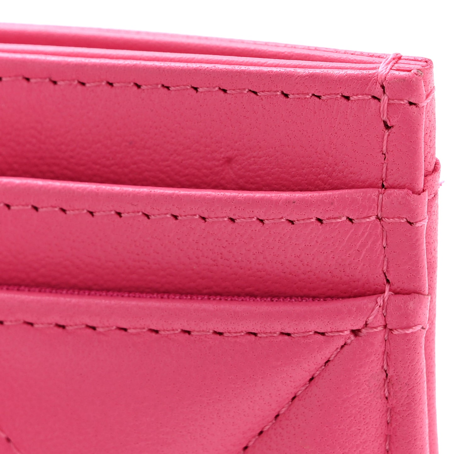 Lambskin Quilted Chanel 19 Card Holder Dark Pink