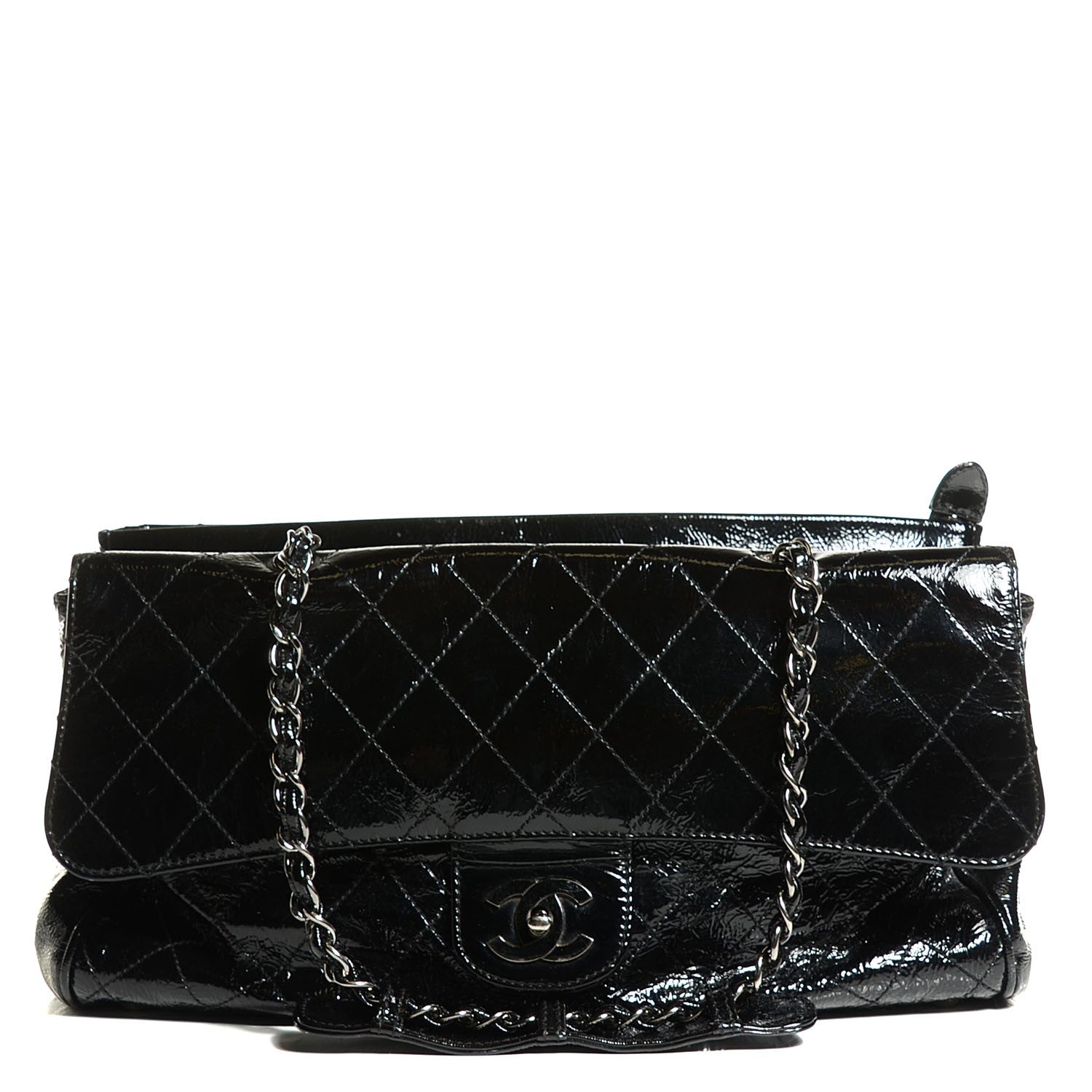 Chanel Patent Quilted Ritz Flap Bag Black 1 of 8