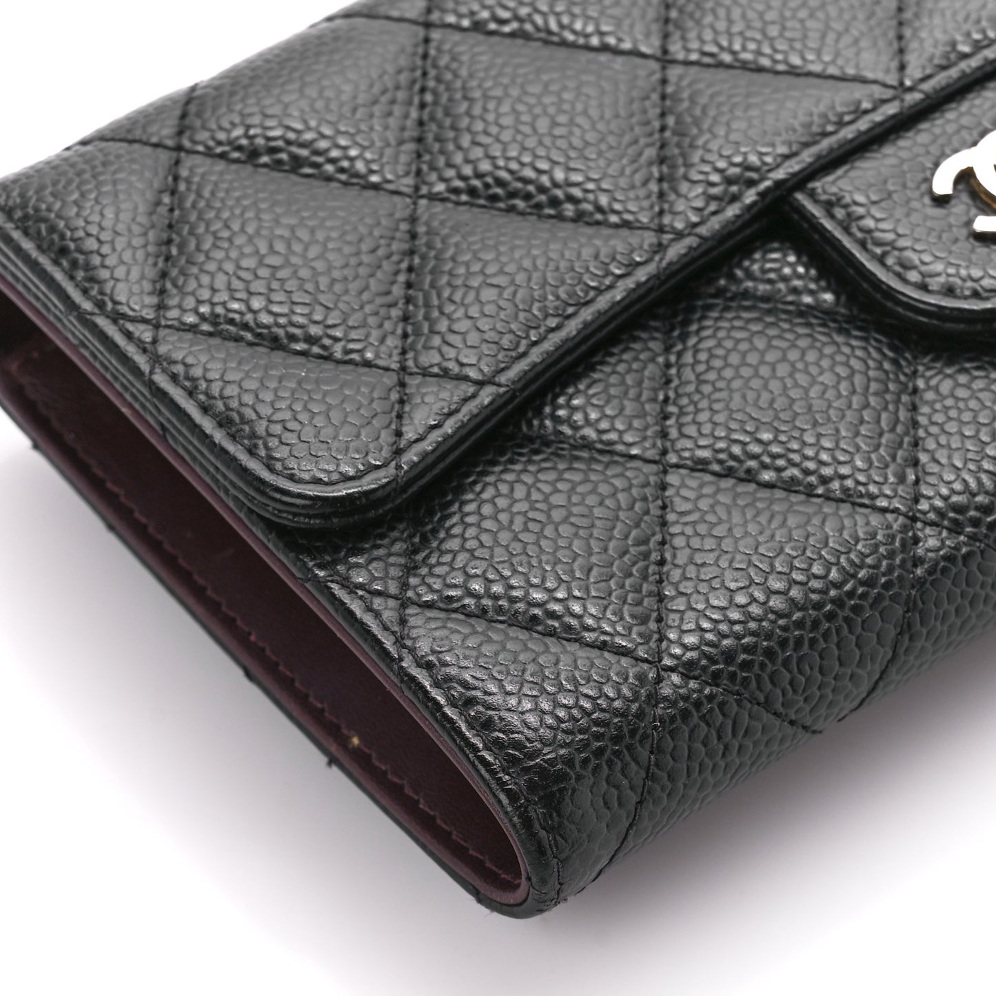 Caviar Quilted Large Flap Wallet Black
