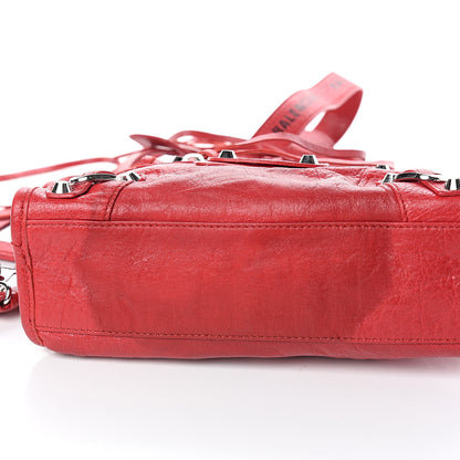 Balenciaga Agneau Classic Silver Hardware Mini City Logo Strap Red Black 8 of 11