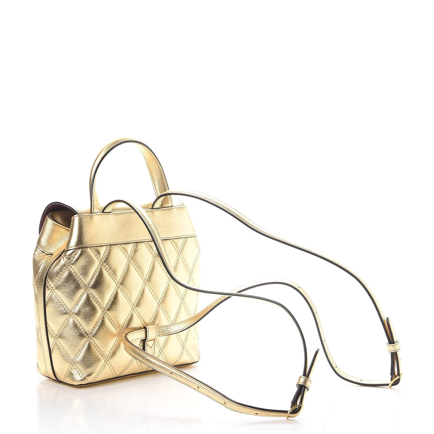 Metallic Smooth Calfskin Quilted Mini Bayswater Backpack Gold