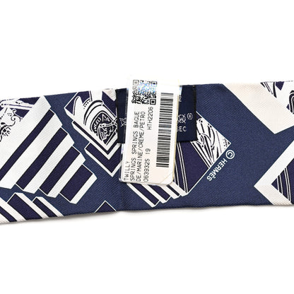 Hermes Silk Springs Springs Twilly Marine Creme Petrole 3 of 4