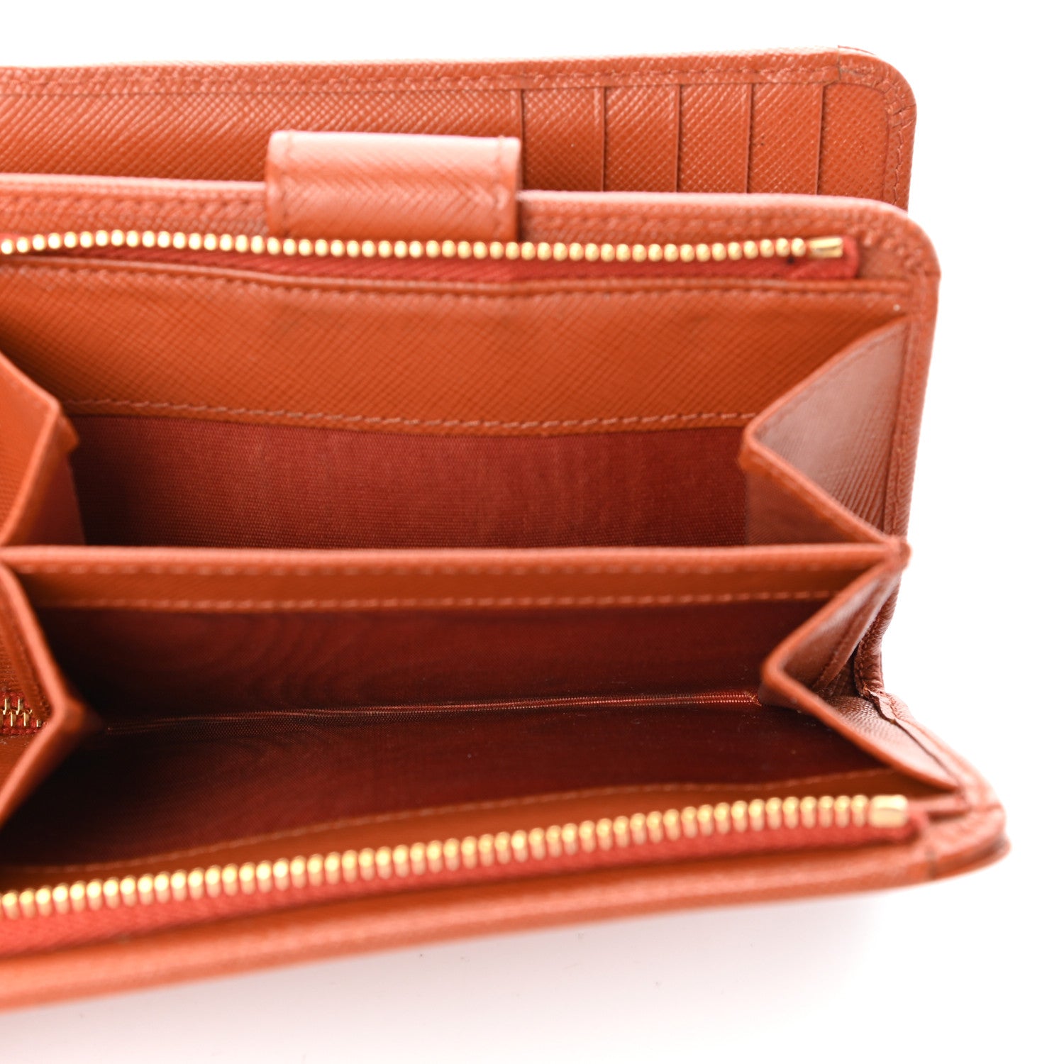 Prada Saffiano Metal Compact Wallet Papaya 7 of 7