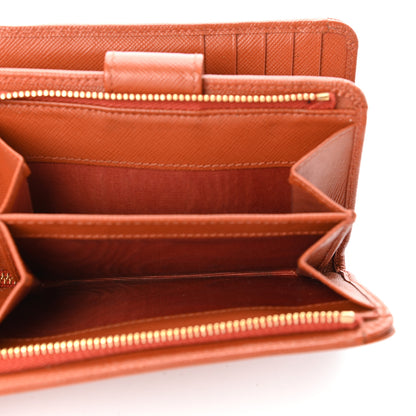 Prada Saffiano Metal Compact Wallet Papaya 7 of 7