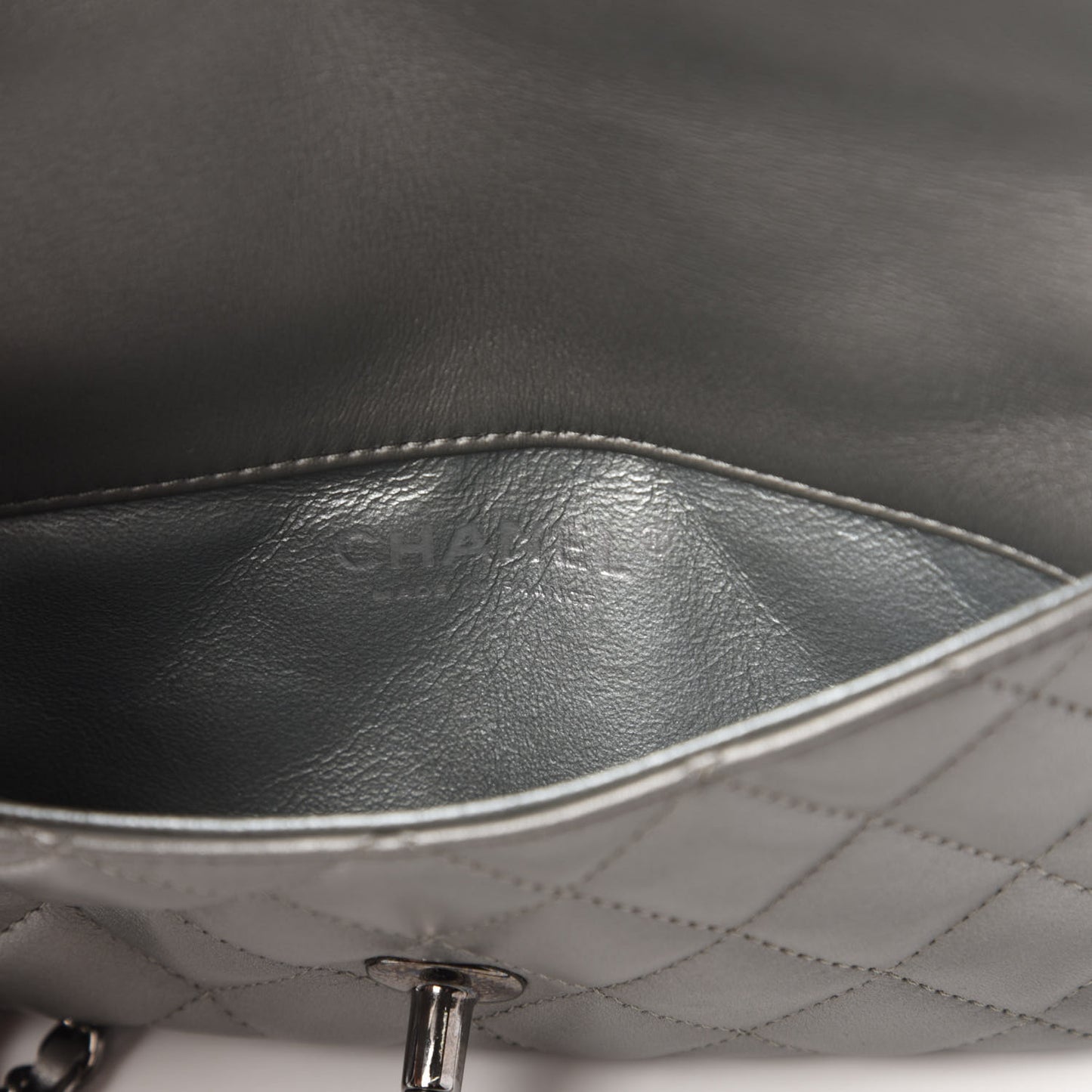 Metallic Calfskin Quilted Daily Zip Crossbody Silver