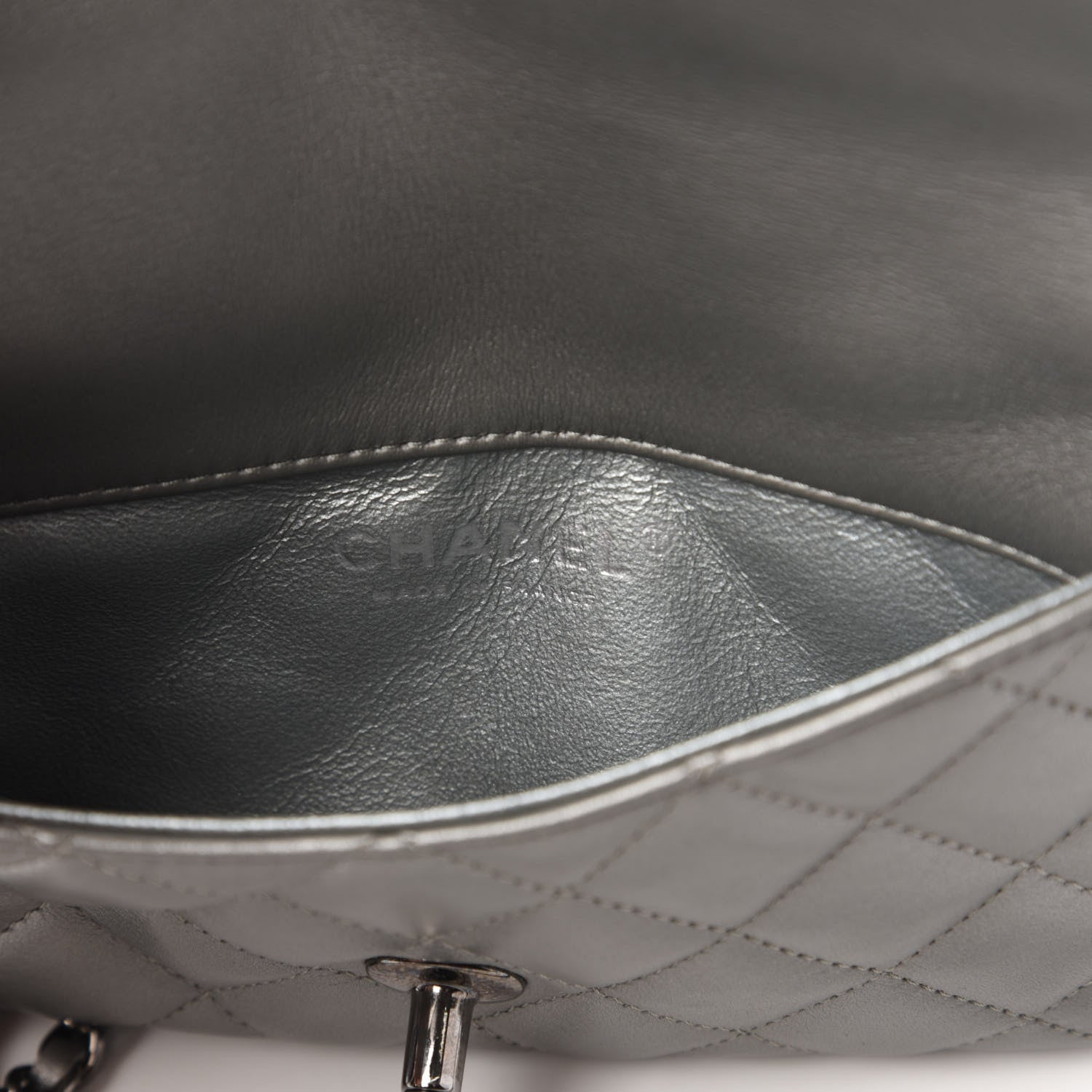 Chanel Metallic Calfskin Quilted Daily Zip Crossbody Silver 8 of 12