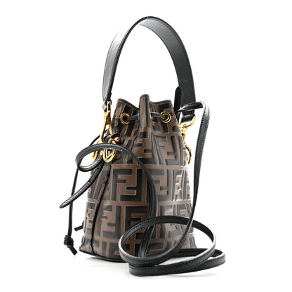 Fendi Vitello Liberty F is Fendi Bi-Color FF 1974 Embossed Mini Mon Tresor Bucket Bag Maya Black 3 of 14