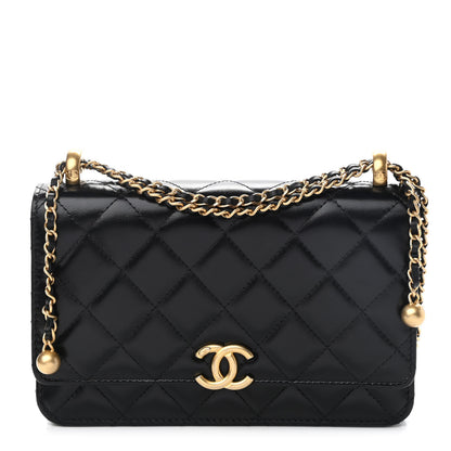 Chanel Calfskin Quilted Perfect Fit Wallet On Chain WOC Black 1 of 9