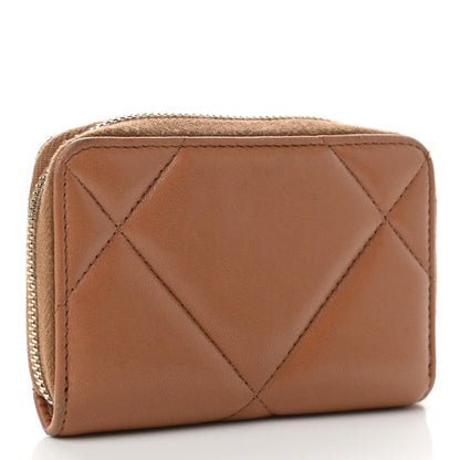 Chanel Shiny Goatskin Quilted 19 Zip Around Coin Purse Wallet Brown 3 of 8