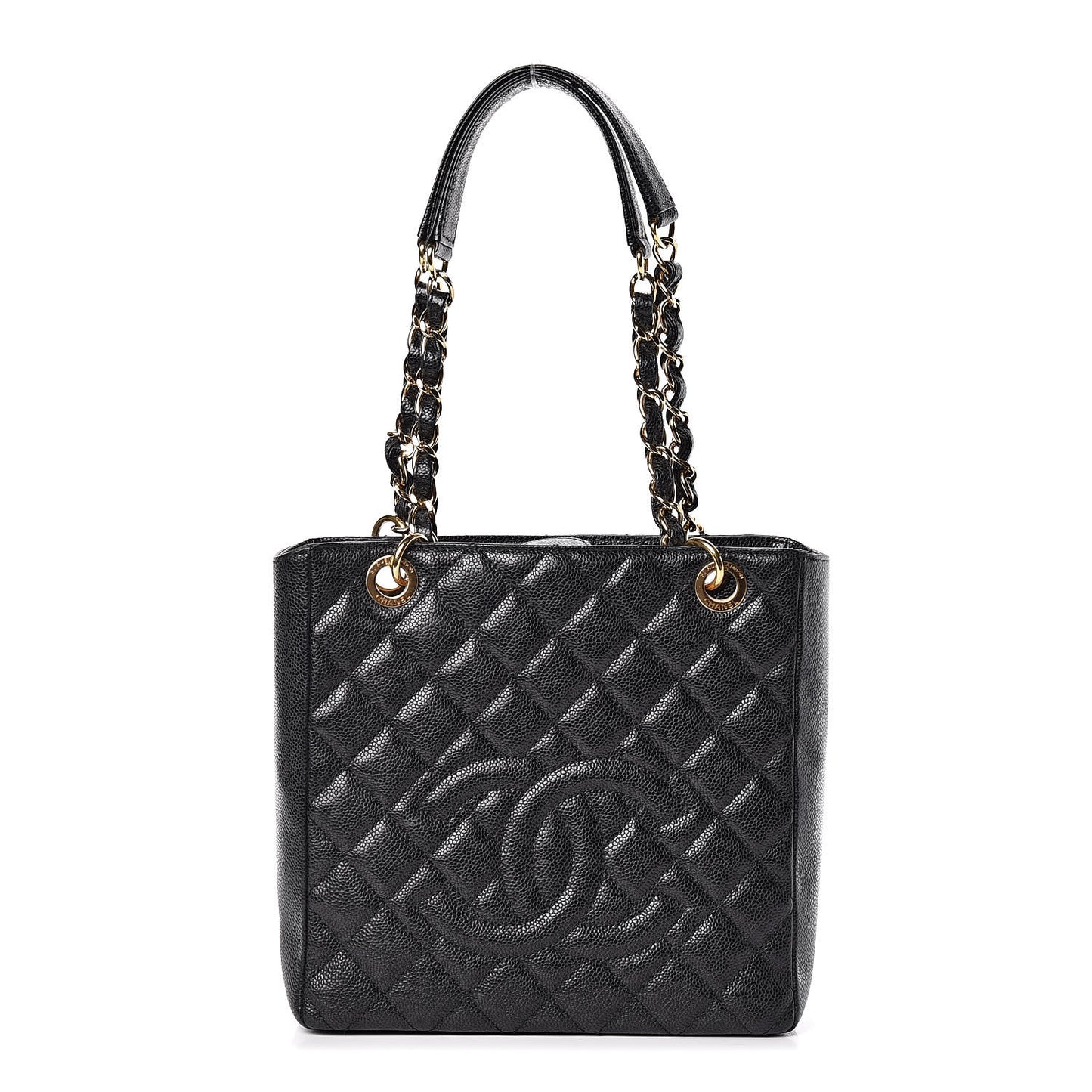Caviar Quilted Petit Shopping Tote PST Black