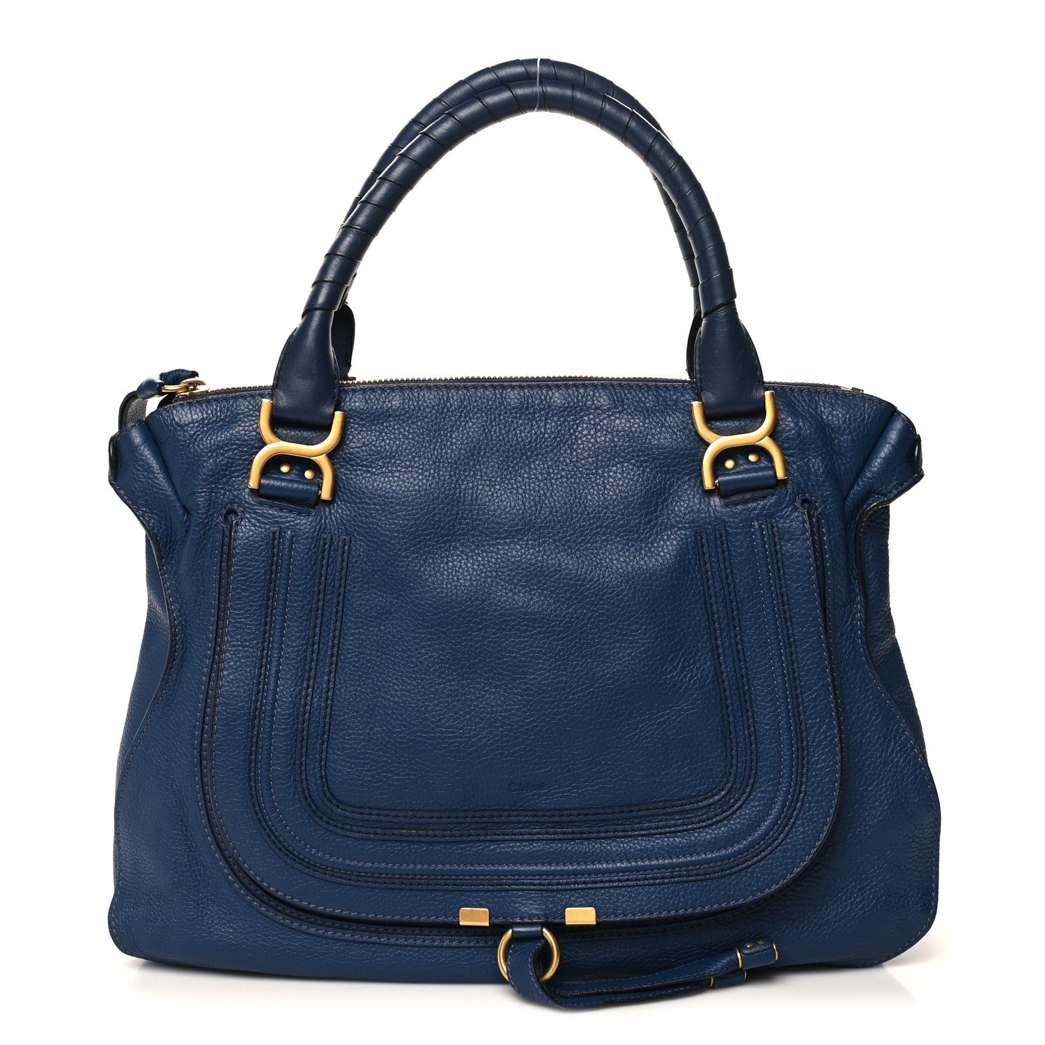 Chloe Calfskin Large Marcie Satchel Royal Navy 1 of 11