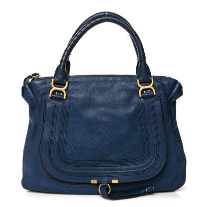 Chloe Calfskin Large Marcie Satchel Royal Navy 1 of 11