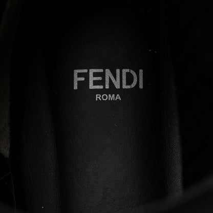 Fendi Calfskin Stretch Fabric Rockoko Biker Boots 41 Tobacco Black Marino 6 of 7