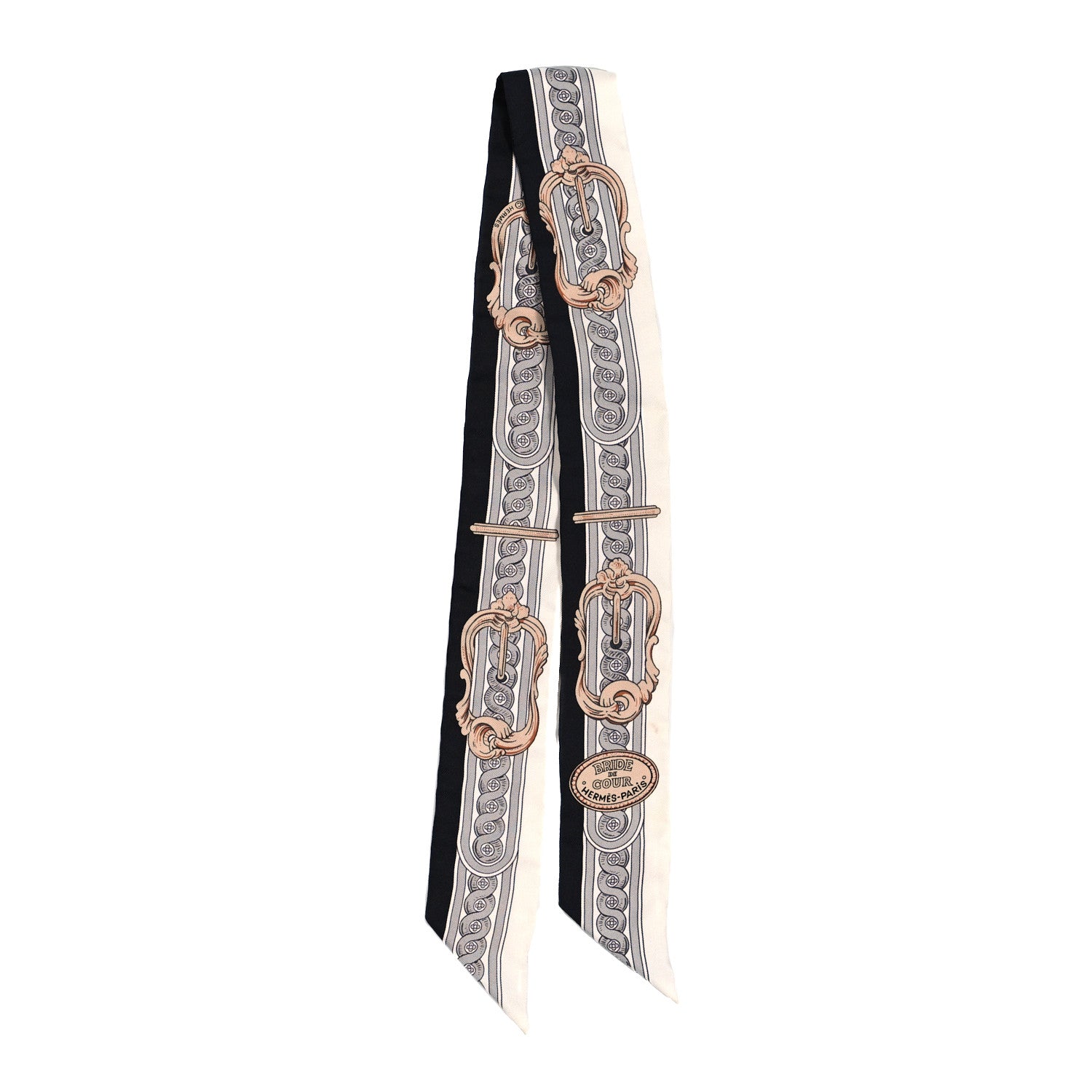 Hermes Silk Bride De Cour Twilly Black White Or Rose 2 of 3