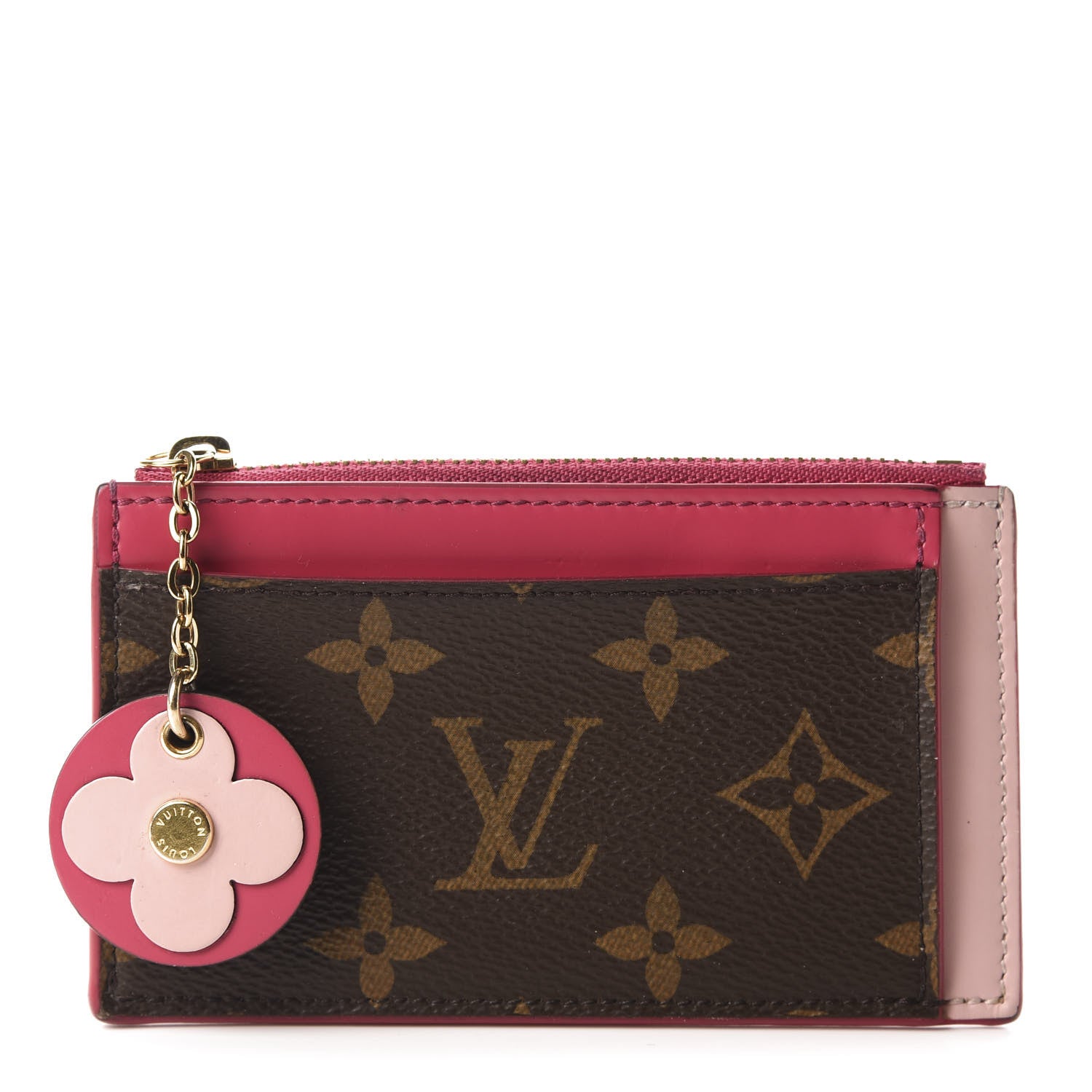 Louis Vuitton Monogram Blooming Flowers Zipped Card Holder Hot Pink Rose Ballerine 1 of 8