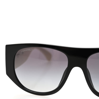 Chanel Acetate Quilted CC Pilot Sunglasses 71465 White Black 7 of 8