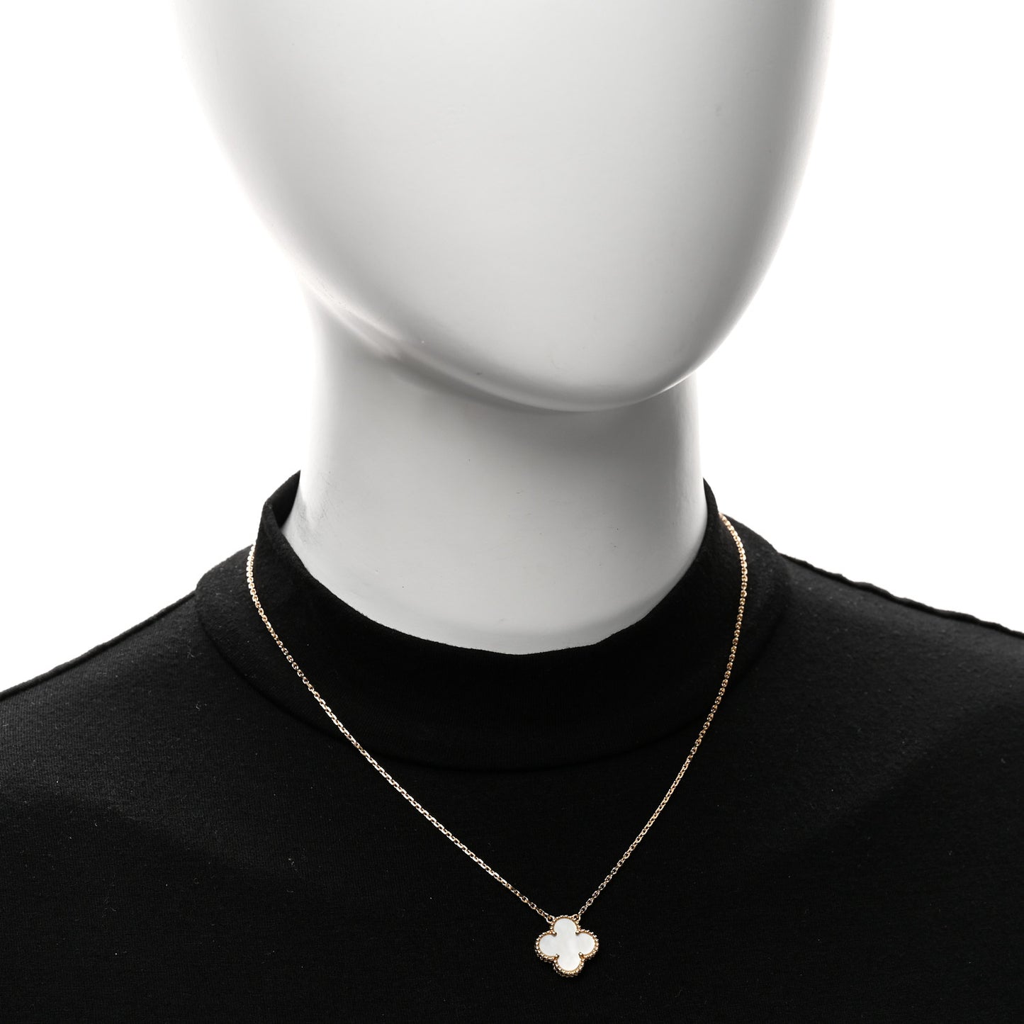 18K Yellow Gold Mother of Pearl Vintage Alhambra Pendant Necklace