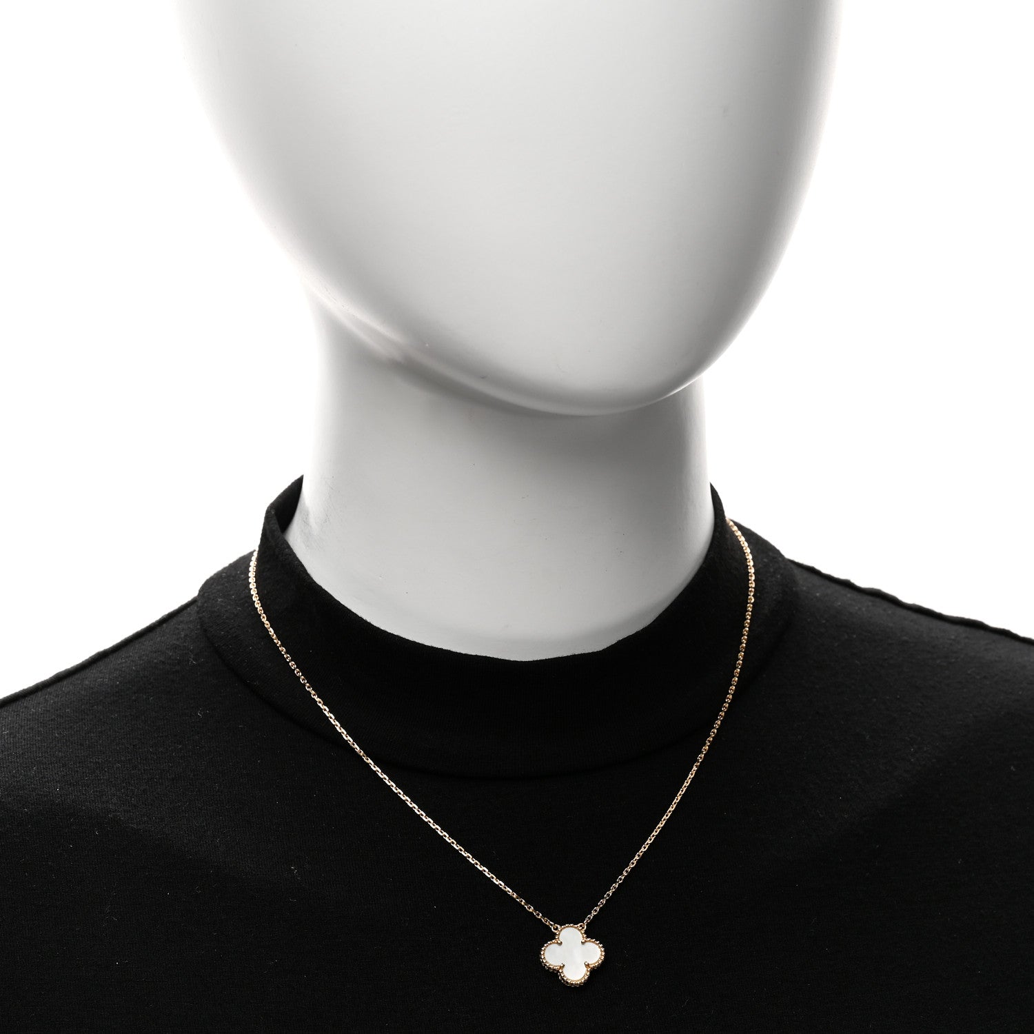 Van Cleef & Arpels 18K Yellow Gold Mother of Pearl Vintage Alhambra Pendant Necklace 2 of 6